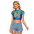 Personalized Mandala Egyptian Pharaoh Raglan Cropped T Shirt Eye of Horus Blue