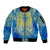 Personalized Mandala Egyptian Pharaoh Sleeve Zip Bomber Jacket Eye of Horus Blue