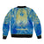 Personalized Mandala Egyptian Pharaoh Sleeve Zip Bomber Jacket Eye of Horus Blue