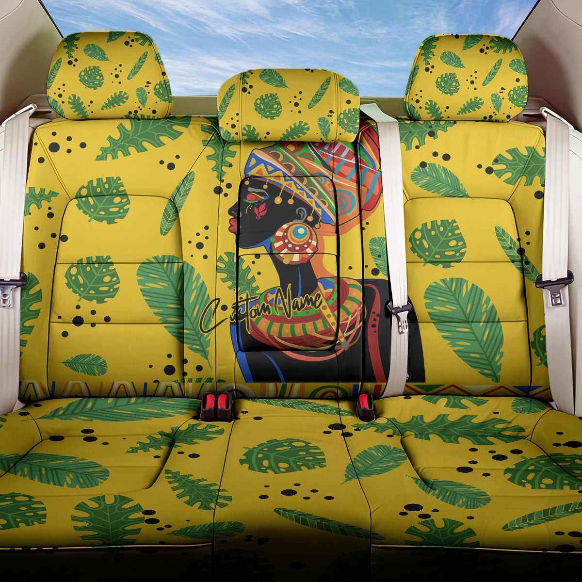 Personalized Africa Woman Back Car Seat Cover Tropical Style - Wonder Print Shop