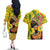 Personalized Africa Woman Couples Matching Off The Shoulder Long Sleeve Dress and Hawaiian Shirt Tropical Style - Wonder Print Shop