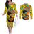 Personalized Africa Woman Couples Matching Off The Shoulder Long Sleeve Dress and Long Sleeve Button Shirt Tropical Style