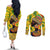 Personalized Africa Woman Couples Matching Off The Shoulder Long Sleeve Dress and Long Sleeve Button Shirt Tropical Style