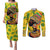 Personalized Africa Woman Couples Matching Puletasi and Long Sleeve Button Shirt Tropical Style - Wonder Print Shop