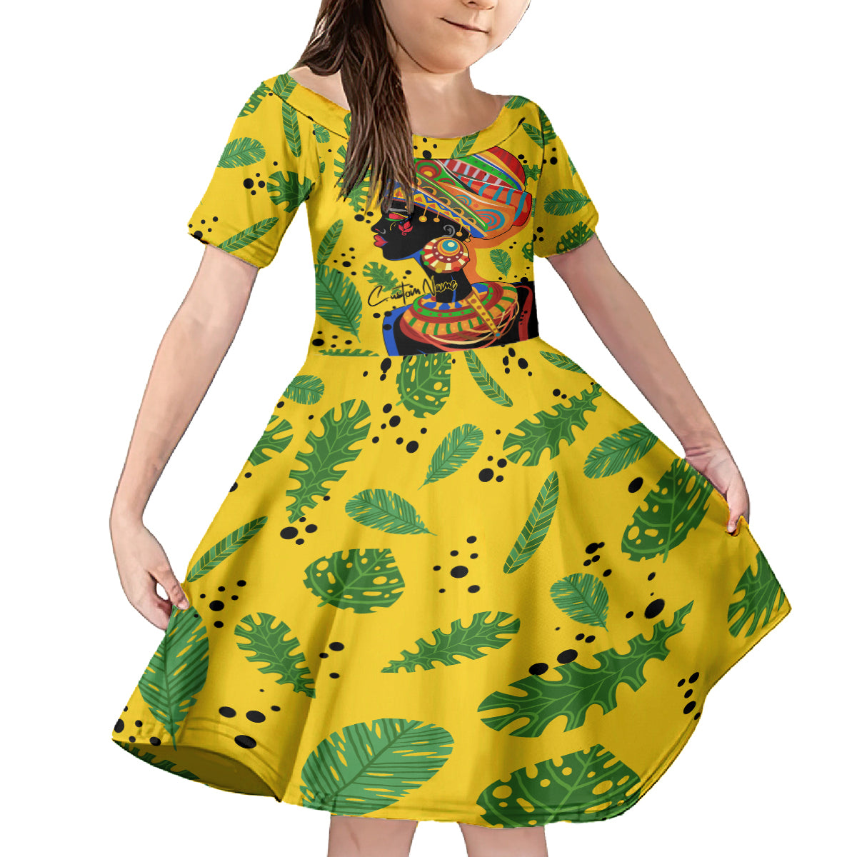 Personalized Africa Woman Kid Short Sleeve Dress Tropical Style - Wonder Print Shop