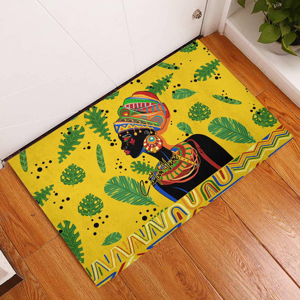 Personalized Africa Woman Rubber Doormat Tropical Style - Wonder Print Shop