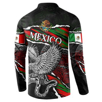 Eagle Snake Mexico Button Sweatshirt Aztec Sun Stone