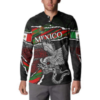 Eagle Snake Mexico Button Sweatshirt Aztec Sun Stone