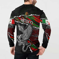 Eagle Snake Mexico Button Sweatshirt Aztec Sun Stone