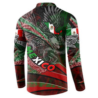 Mexico Aztec Eagle Flag Button Sweatshirt Tribal Warrior Art