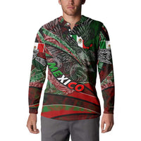 Mexico Aztec Eagle Flag Button Sweatshirt Tribal Warrior Art