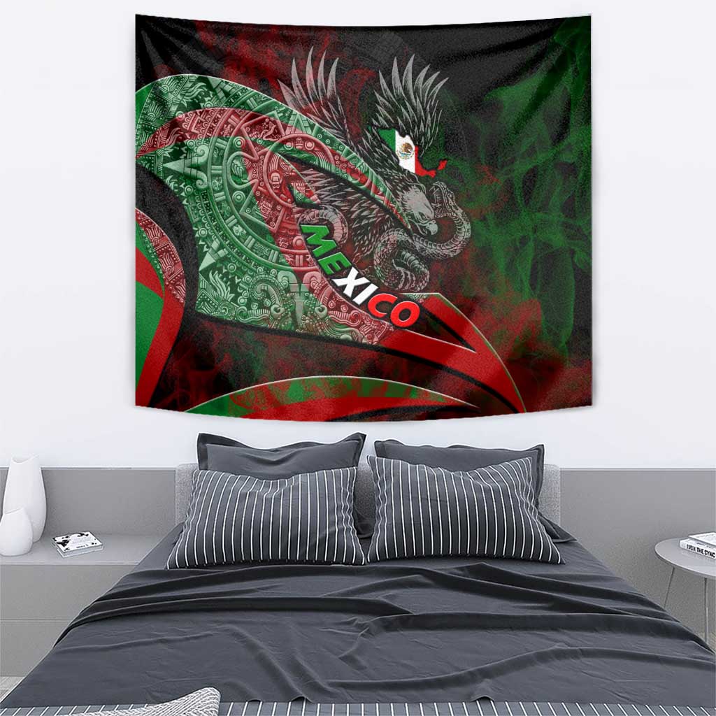 Mexico Aztec Eagle Flag Tapestry Tribal Warrior Art