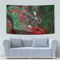 Mexico Aztec Eagle Flag Tapestry Tribal Warrior Art