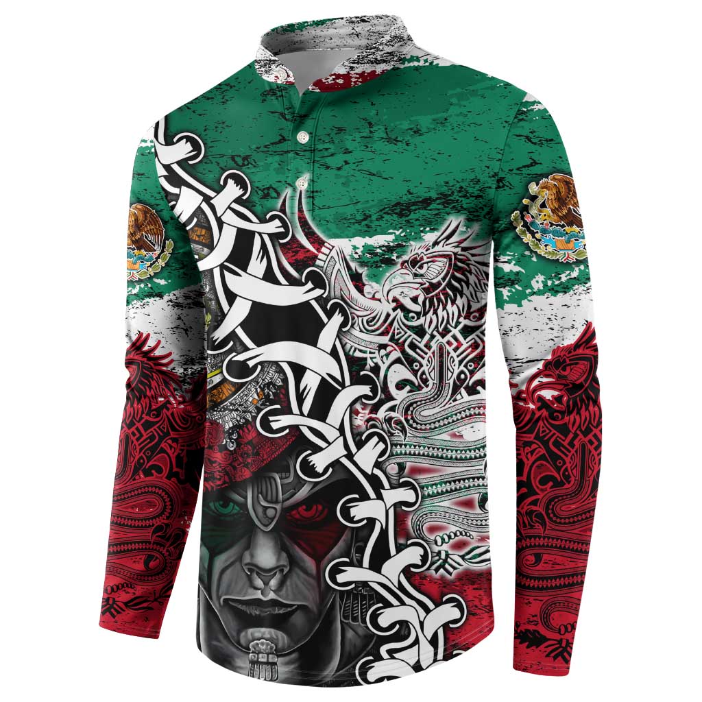Aztec Warrior Mexican Button Sweatshirt Aztec Calendar Coat of Arms