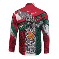 My Home My Blood Mexico Long Sleeve Button Shirt Mexican Map Aztec