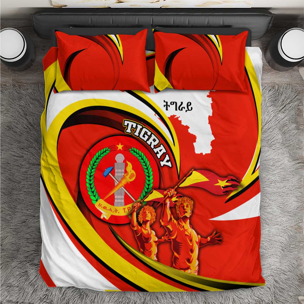 Ethiopia Tigray Revolution Bedding Set Emblem Freedom Fighters and Flag