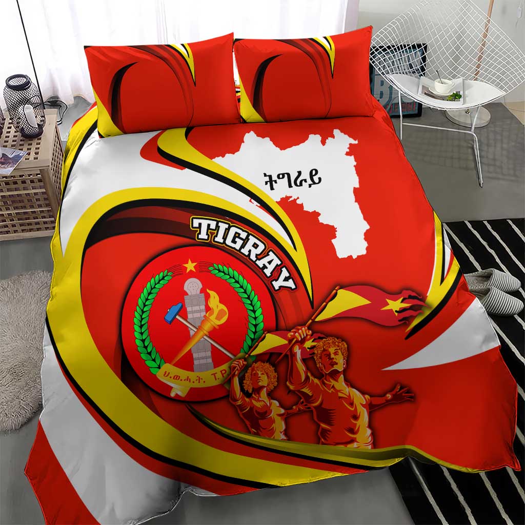 Ethiopia Tigray Revolution Bedding Set Emblem Freedom Fighters and Flag