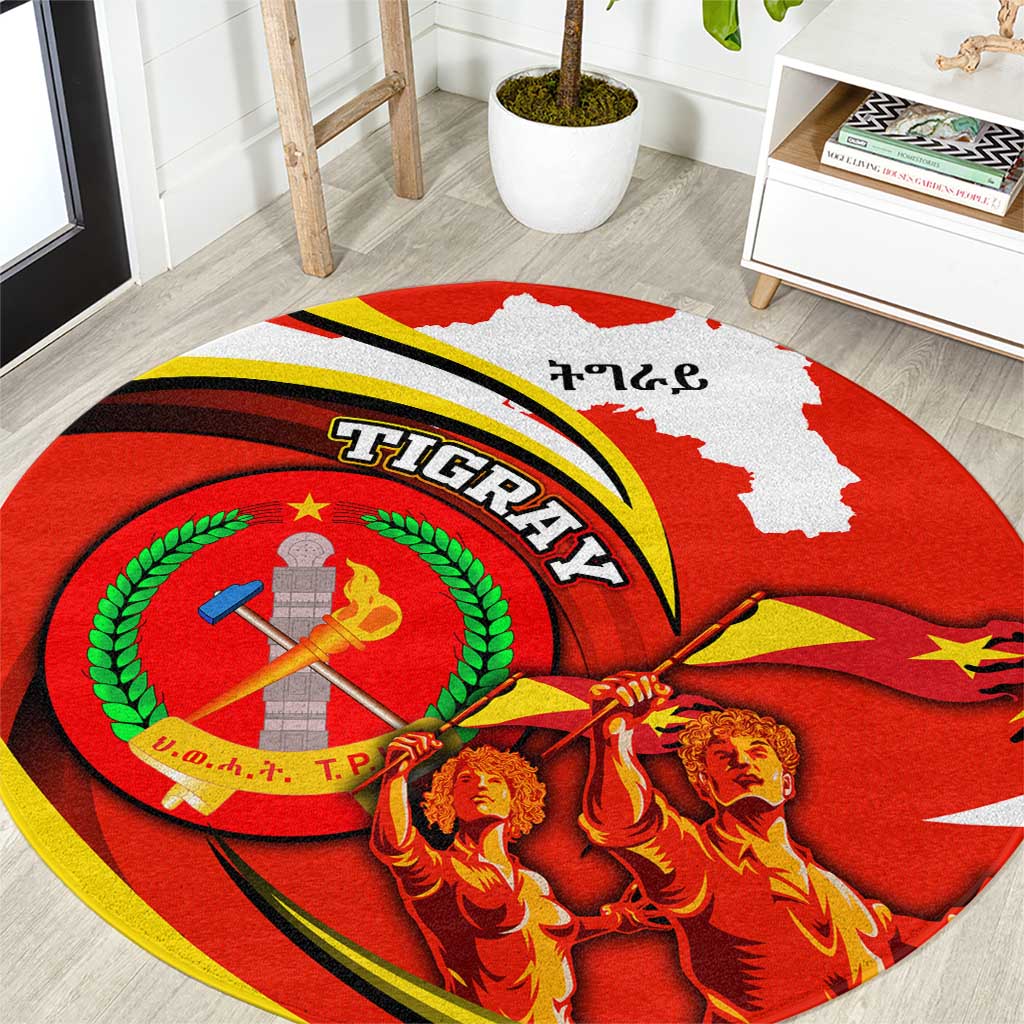 Ethiopia Tigray Revolution Round Carpet Emblem Freedom Fighters and Flag