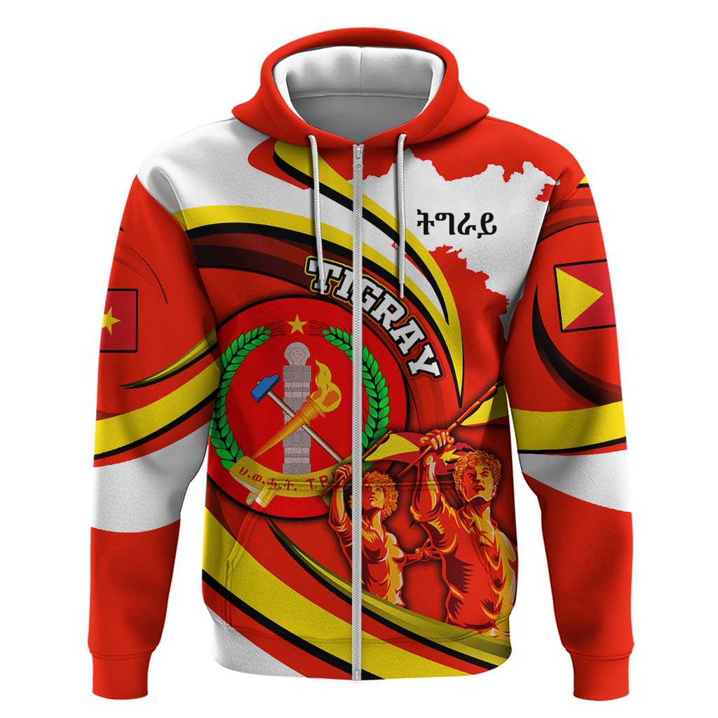 Ethiopia Tigray Revolution Zip Hoodie Emblem Freedom Fighters and Flag