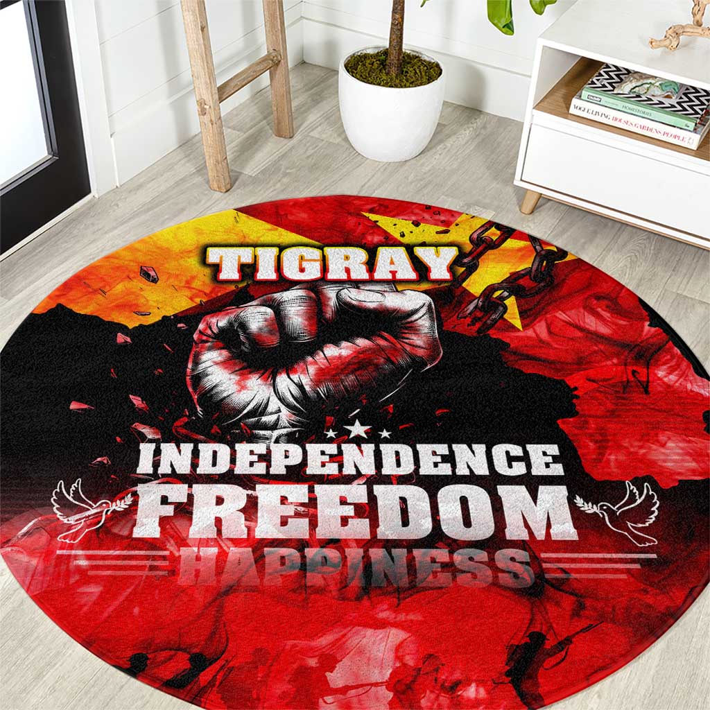 I Stand with Tigray Round Carpet Tigray Independence - Fist of Freedom