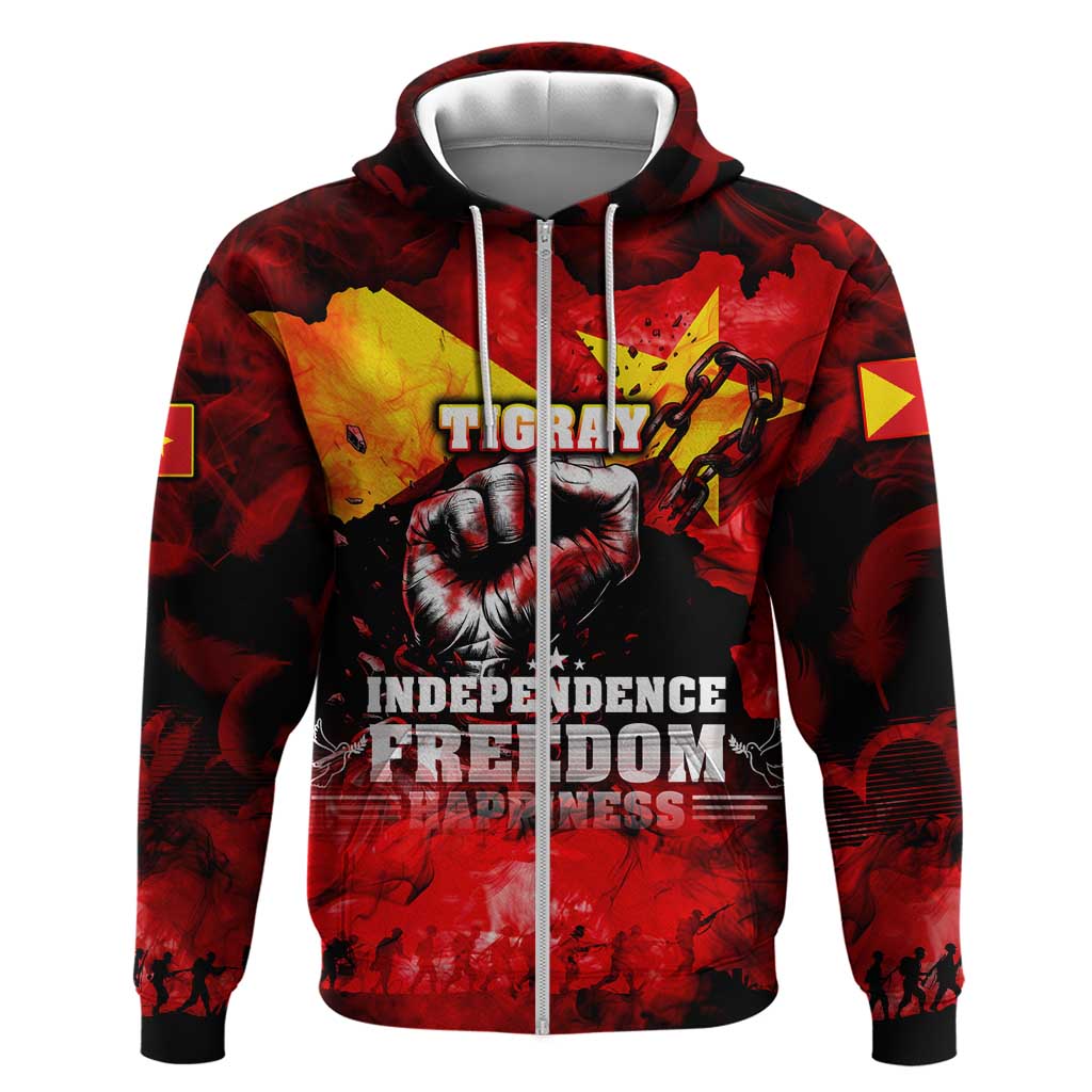 I Stand with Tigray Zip Hoodie Tigray Independence - Fist of Freedom