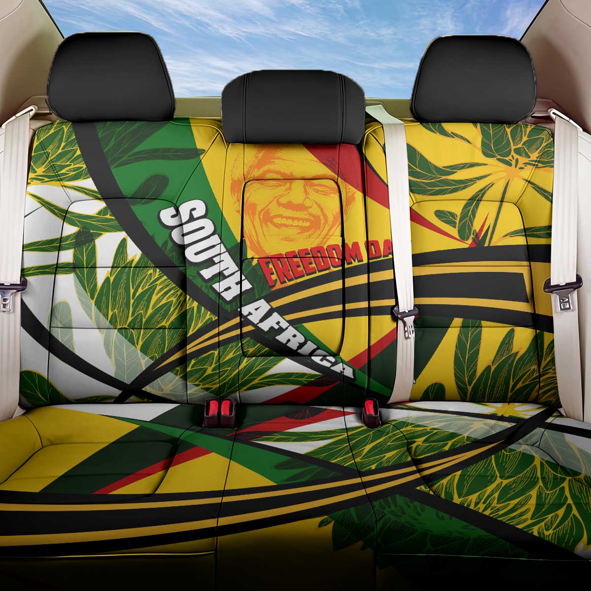 South Africa Freedom Day Back Car Seat Cover Mandela Legacy National Pride Protea Flower