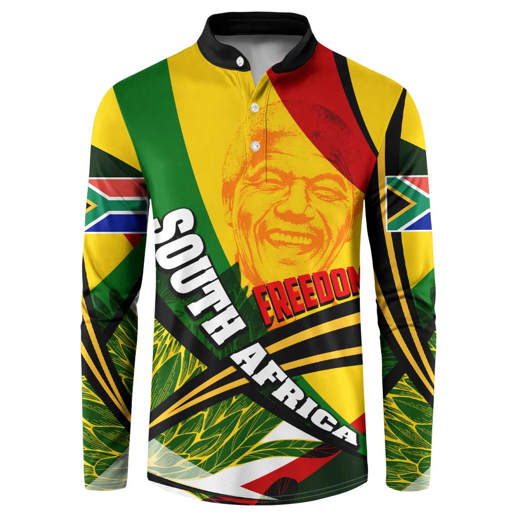 South Africa Freedom Day Button Sweatshirt Mandela Legacy National Pride Protea Flower