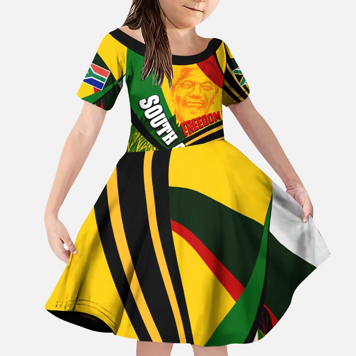 South Africa Freedom Day Kid Short Sleeve Dress Mandela Legacy National Pride Protea Flower