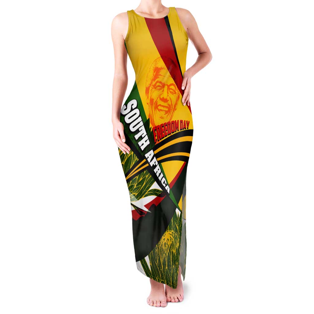 South Africa Freedom Day Tank Maxi Dress Mandela Legacy National Pride Protea Flower