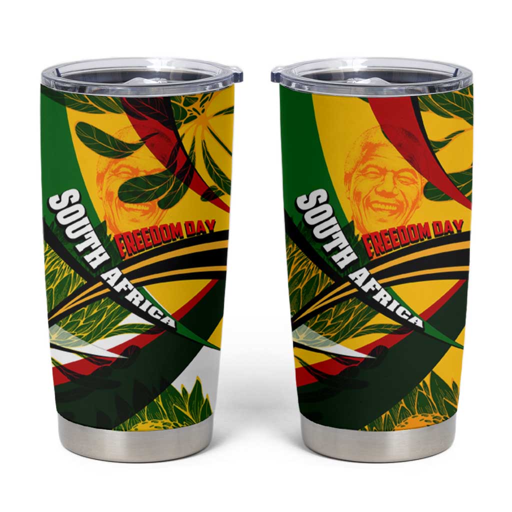 South Africa Freedom Day Tumbler Cup Mandela Legacy National Pride Protea Flower