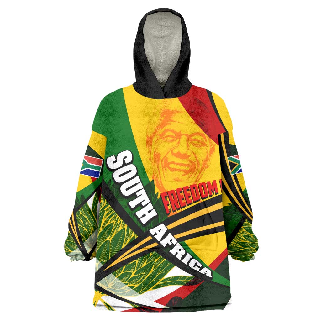 South Africa Freedom Day Wearable Blanket Hoodie Mandela Legacy National Pride Protea Flower