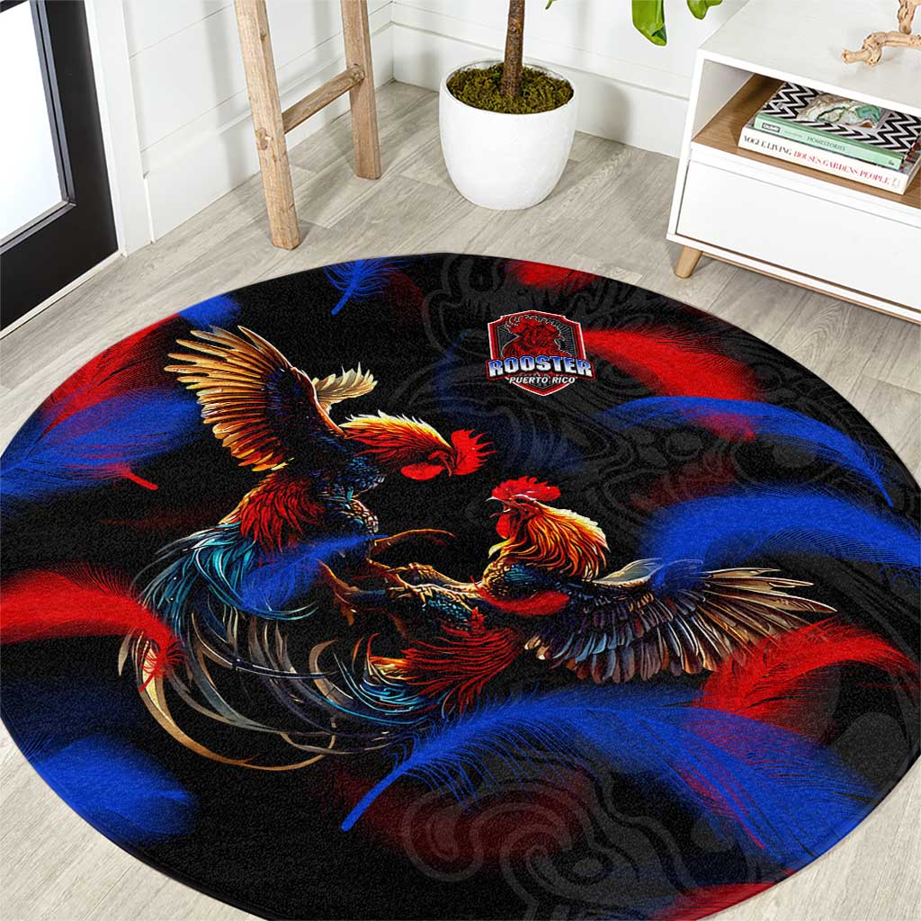 Puerto Rican Rooster Round Carpet Puerto Rico Pride and Power Spirit