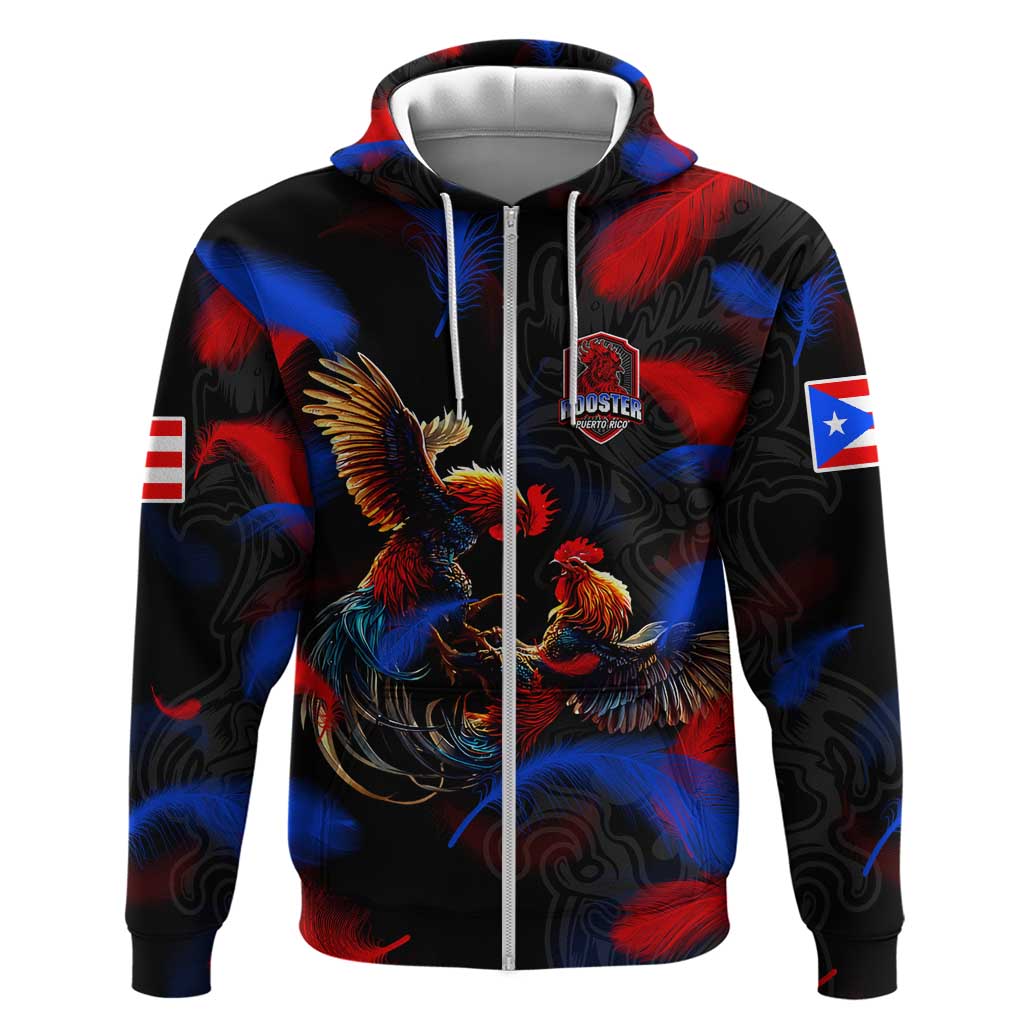 Puerto Rican Rooster Zip Hoodie Puerto Rico Pride and Power Spirit