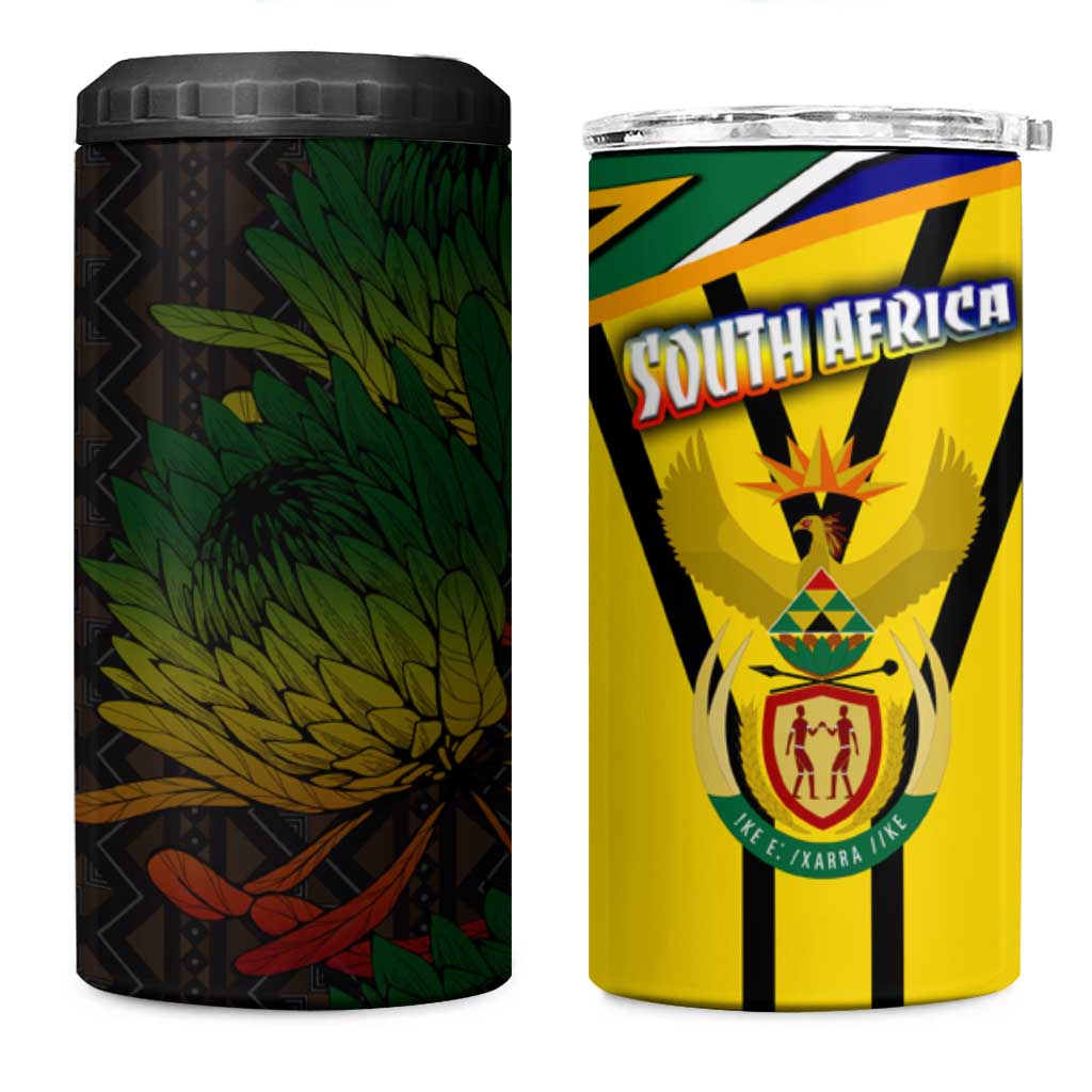 South Africa Coat Of Arms 4 in 1 Can Cooler Tumbler Protea Unity Heritage