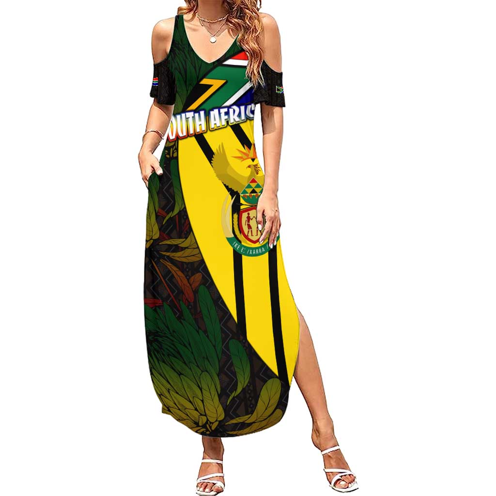 South Africa Coat Of Arms Summer Maxi Dress Protea Unity Heritage