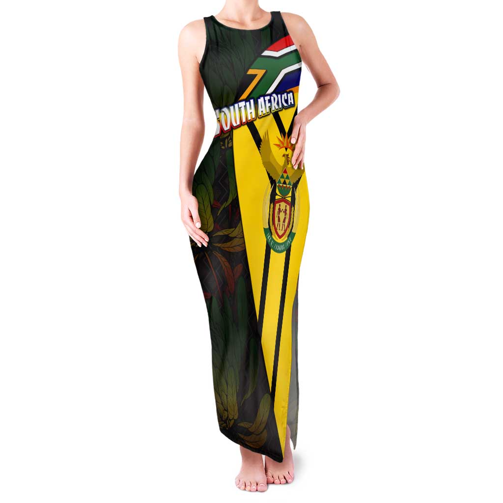 South Africa Coat Of Arms Tank Maxi Dress Protea Unity Heritage