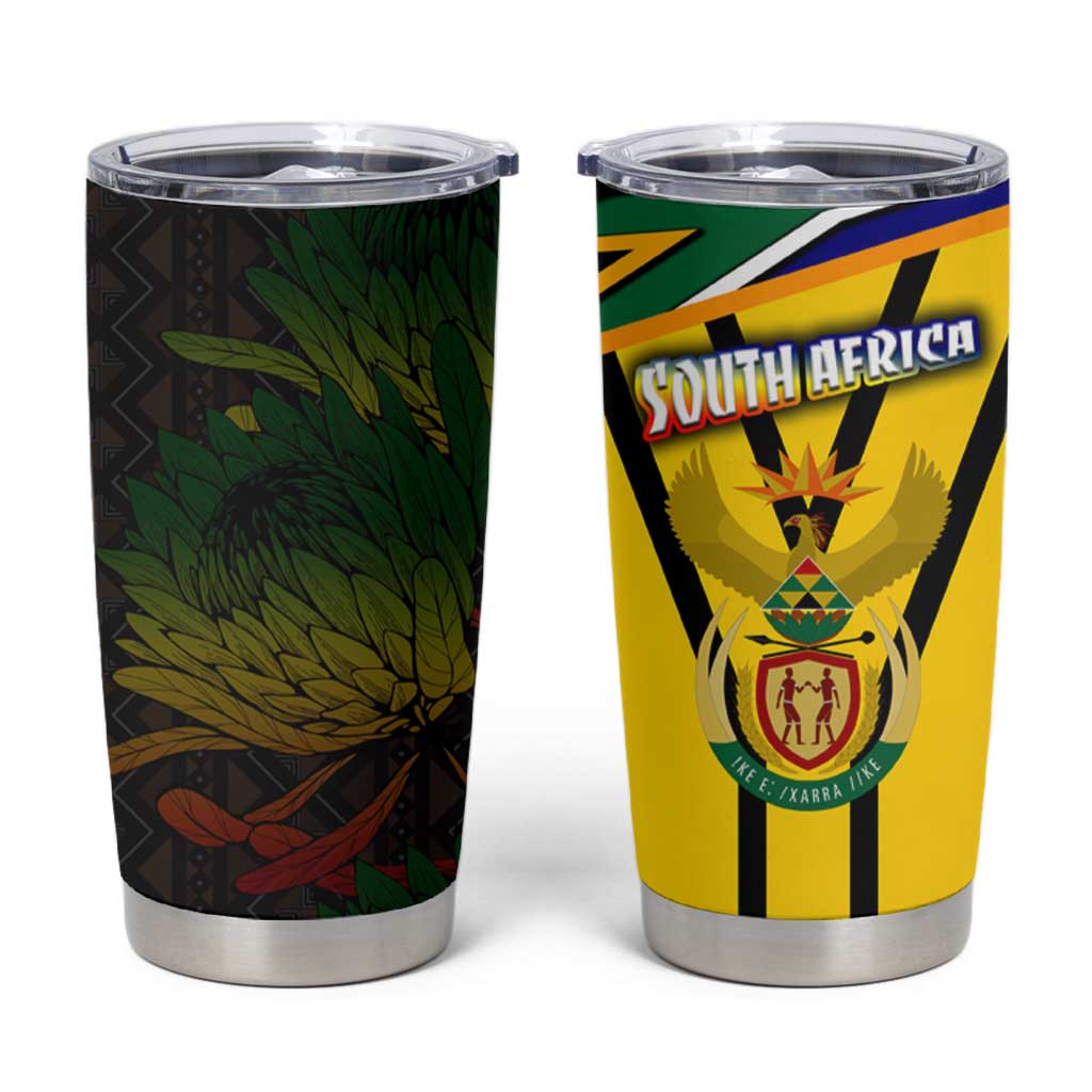 South Africa Coat Of Arms Tumbler Cup Protea Unity Heritage