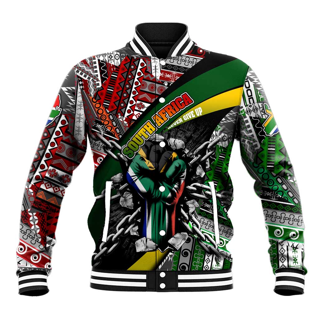 South Africa Never Give Up Baseball Jacket SA Fist of Freedom