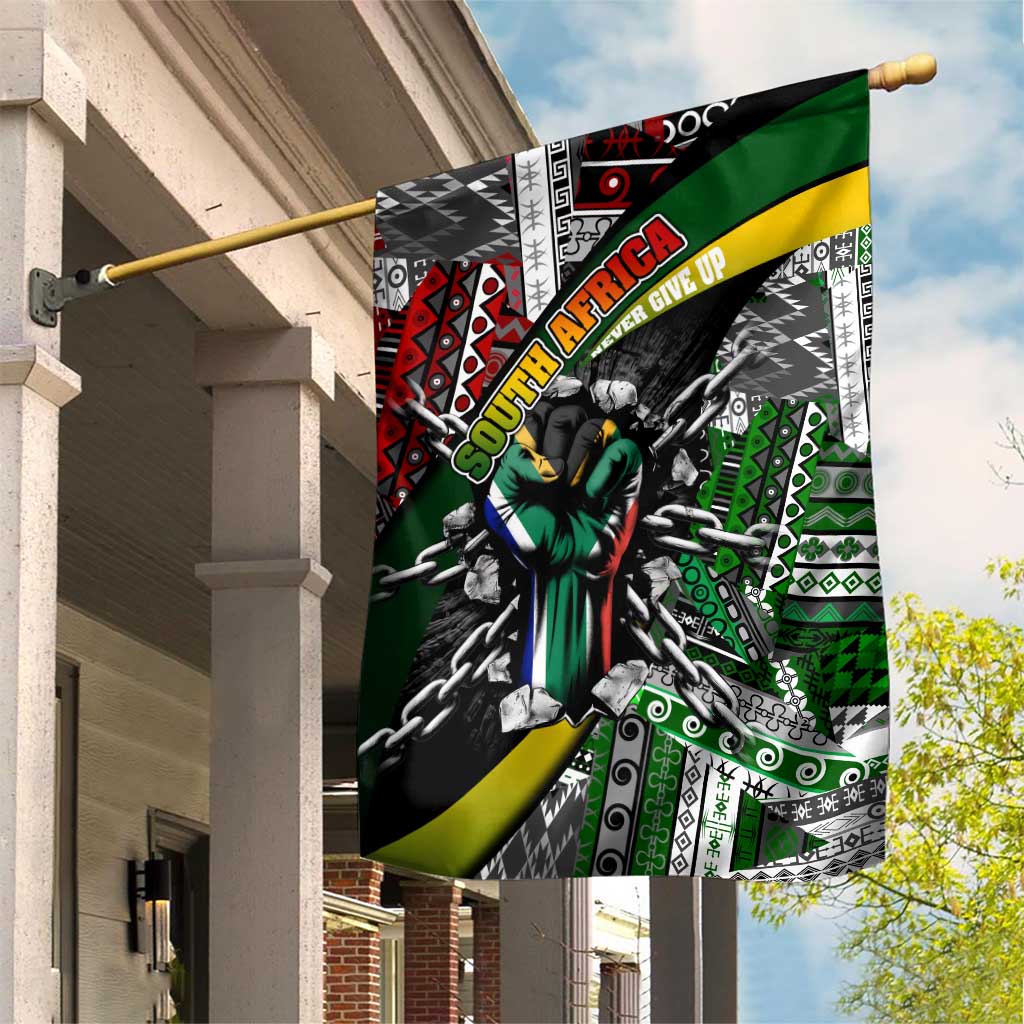 South Africa Never Give Up Garden Flag SA Fist of Freedom