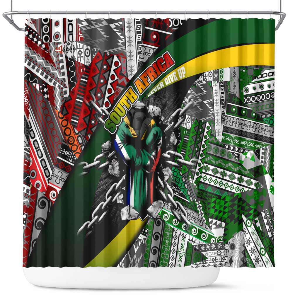 South Africa Never Give Up Shower Curtain SA Fist of Freedom