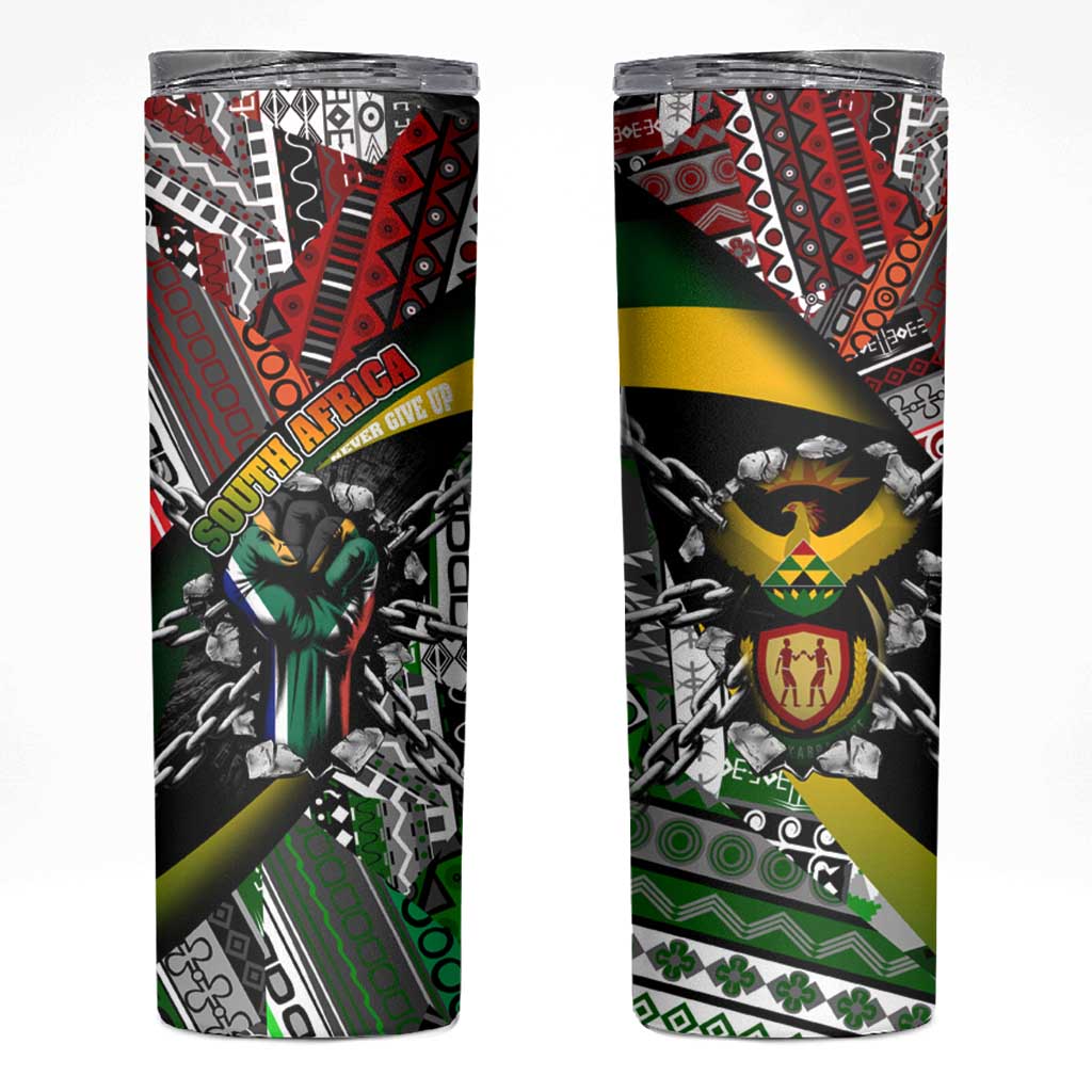 South Africa Never Give Up Skinny Tumbler SA Fist of Freedom