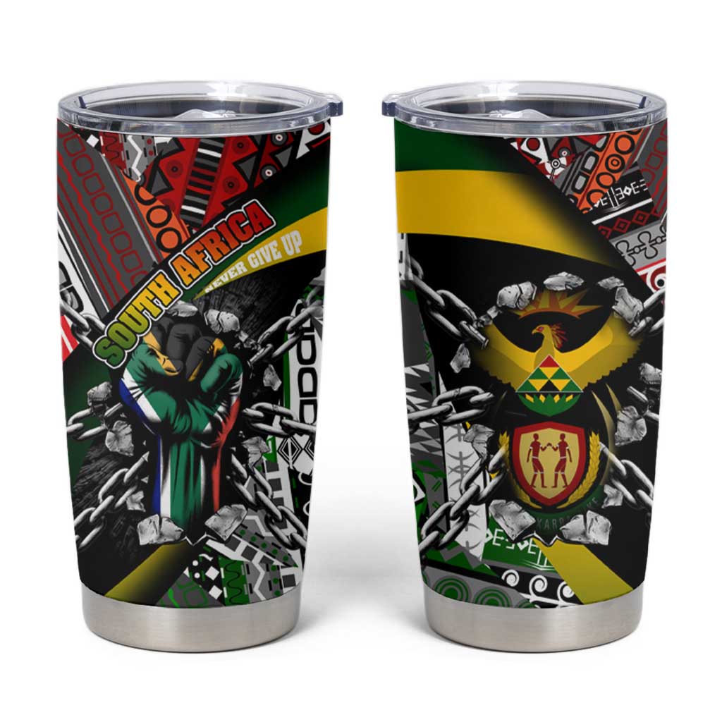 South Africa Never Give Up Tumbler Cup SA Fist of Freedom