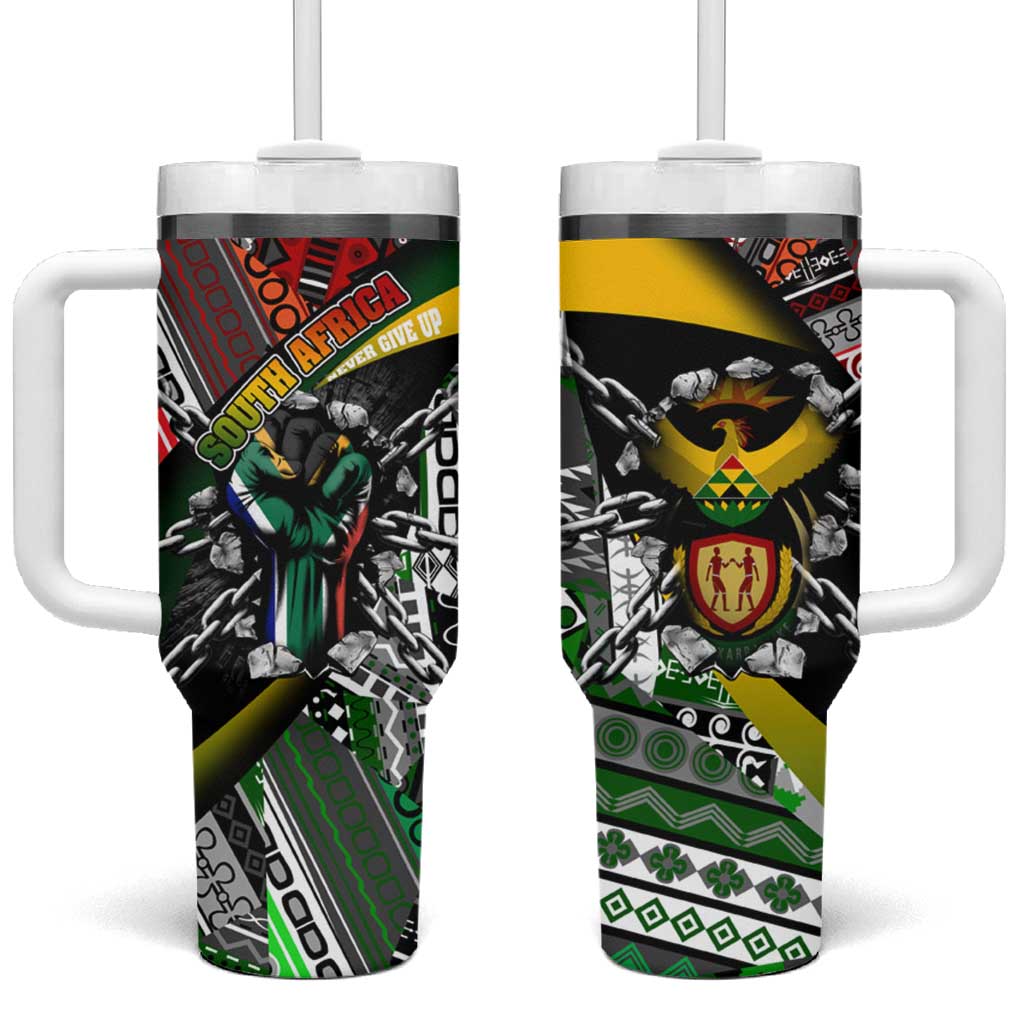 South Africa Never Give Up Tumbler With Handle SA Fist of Freedom