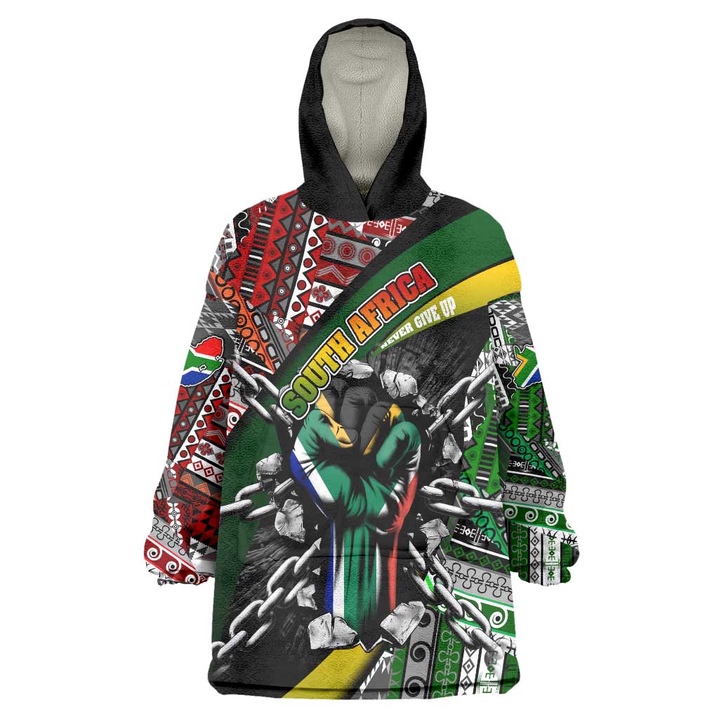 South Africa Never Give Up Wearable Blanket Hoodie SA Fist of Freedom