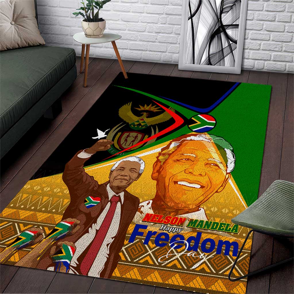 Nelson Mandela Happy Freedom Day Area Rug South Africa Heritage Victory Art