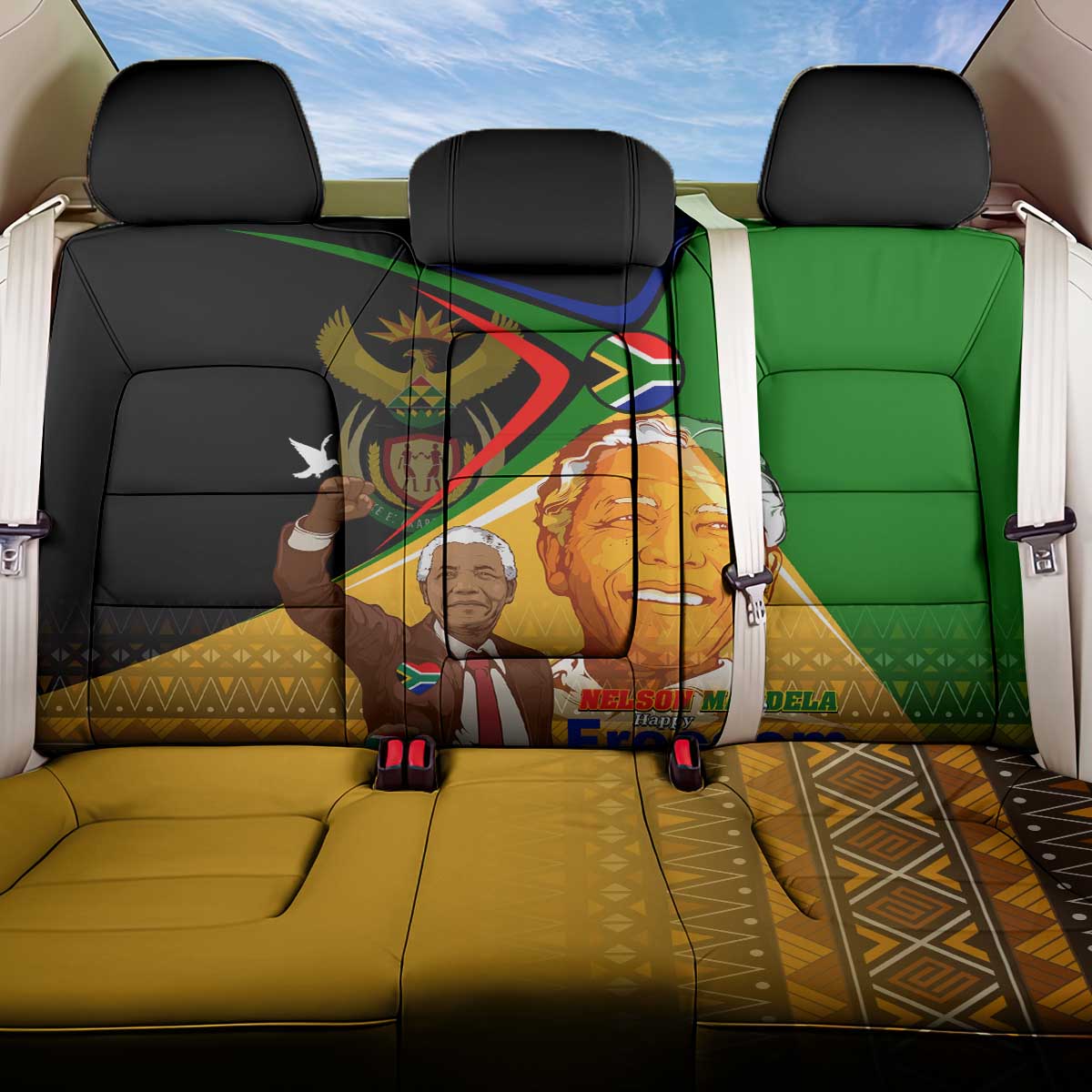 Nelson Mandela Happy Freedom Day Back Car Seat Cover South Africa Heritage Victory Art