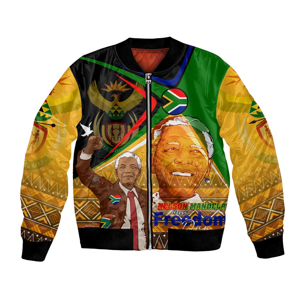 Nelson Mandela Happy Freedom Day Bomber Jacket South Africa Heritage Victory Art