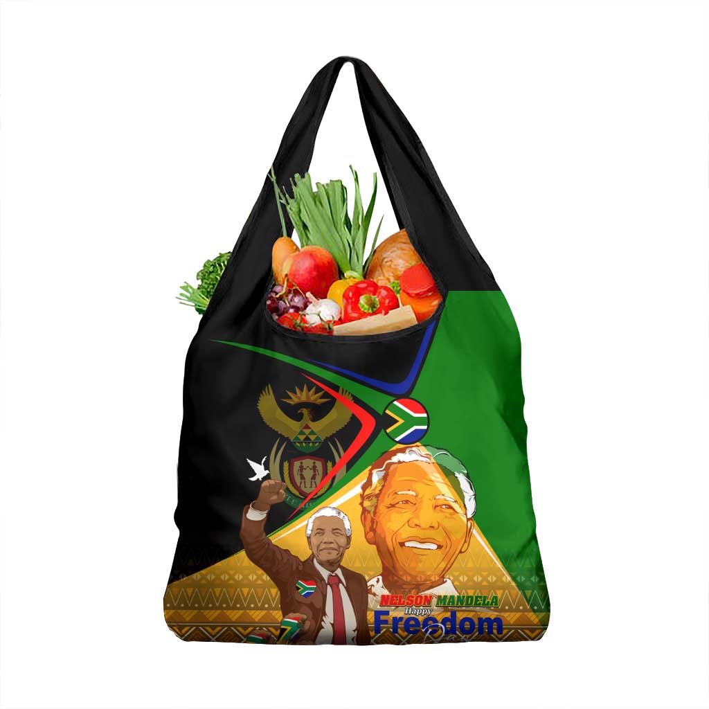 Nelson Mandela Happy Freedom Day Grocery Bag South Africa Heritage Victory Art