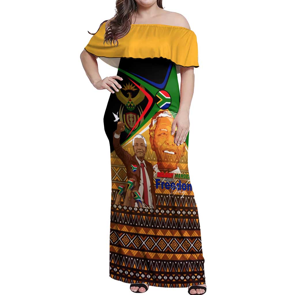 Nelson Mandela Happy Freedom Day Off Shoulder Maxi Dress South Africa Heritage Victory Art