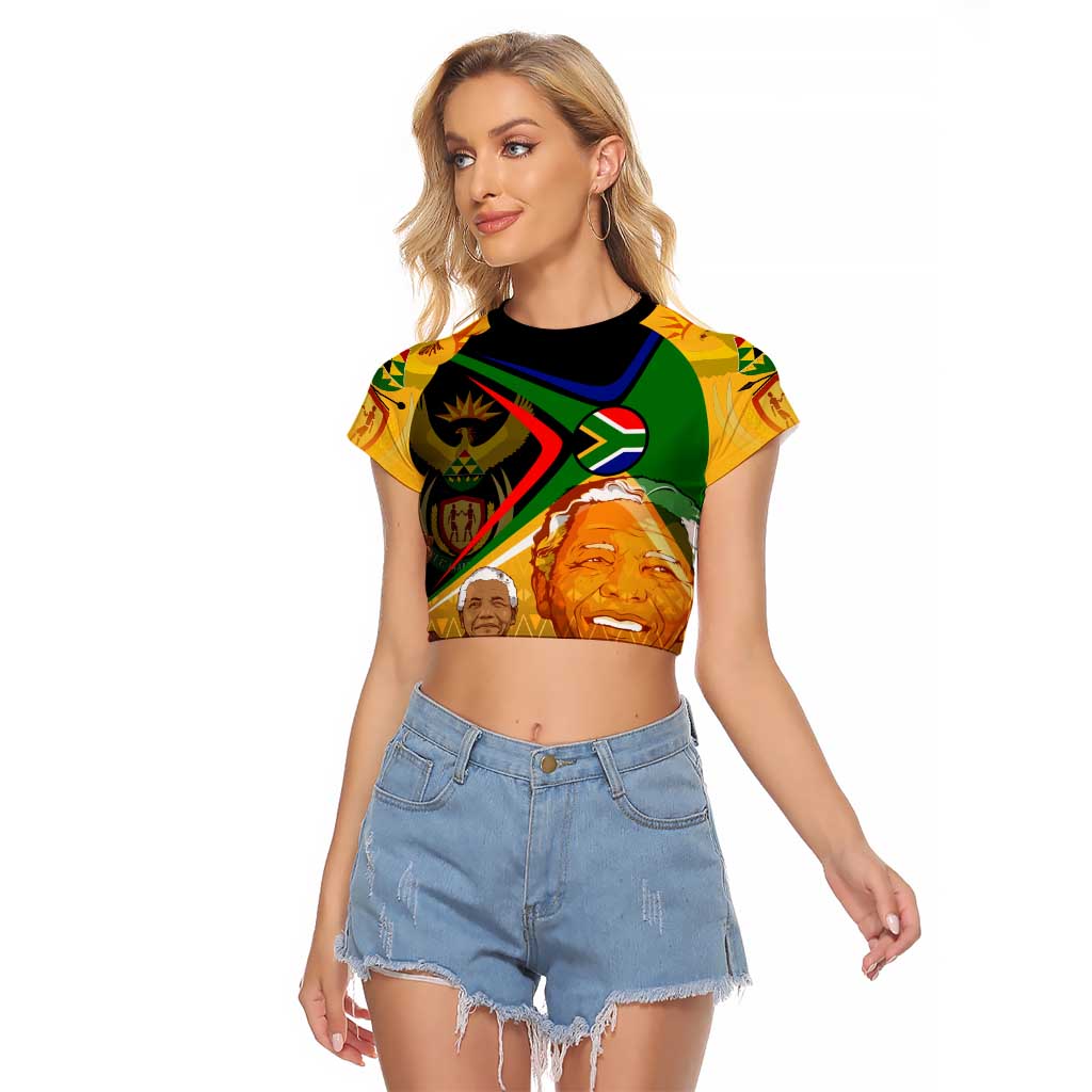 Nelson Mandela Happy Freedom Day Raglan Cropped T Shirt South Africa Heritage Victory Art